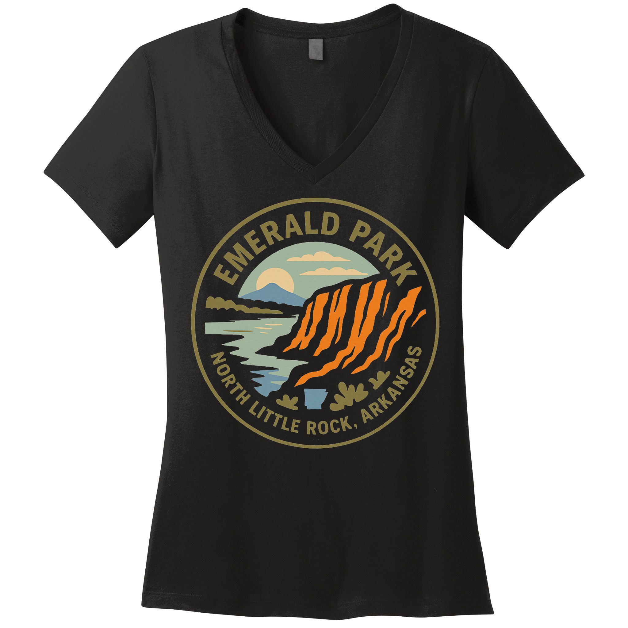 Emerald Park Cliffs North Little Rock Arkansas Women's V-Neck T-Shirt