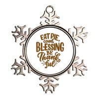 Eat Pie Count Blessing Be Thankful Thanksgiving Holiday Metallic Star Ornament