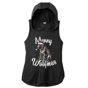 English Pointer Dog Merry Woofmas Christmas Lights Santa Hat Tank Top Ladies PosiCharge Tri-Blend Wicking Draft Hoodie Tank