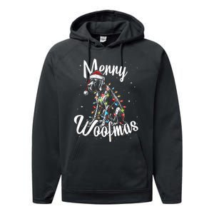 English Pointer Dog Merry Woofmas Christmas Lights Santa Hat Tank Top Performance Fleece Hoodie