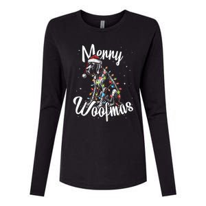 English Pointer Dog Merry Woofmas Christmas Lights Santa Hat Tank Top Womens Cotton Relaxed Long Sleeve T-Shirt