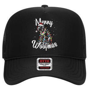 English Pointer Dog Merry Woofmas Christmas Lights Santa Hat Tank Top High Crown Mesh Back Trucker Hat