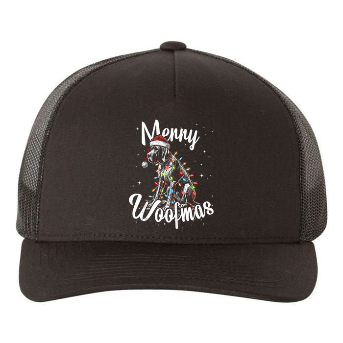 English Pointer Dog Merry Woofmas Christmas Lights Santa Hat Tank Top Yupoong Adult 5-Panel Trucker Hat