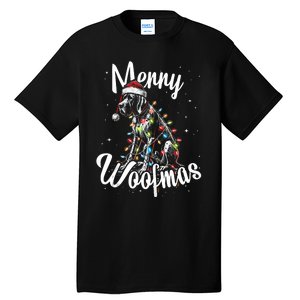 English Pointer Dog Merry Woofmas Christmas Lights Santa Hat Tank Top Tall T-Shirt