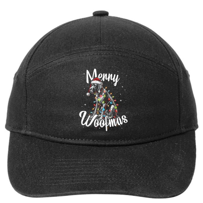 English Pointer Dog Merry Woofmas Christmas Lights Santa Hat Tank Top 7-Panel Snapback Hat