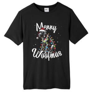 English Pointer Dog Merry Woofmas Christmas Lights Santa Hat Tank Top Tall Fusion ChromaSoft Performance T-Shirt