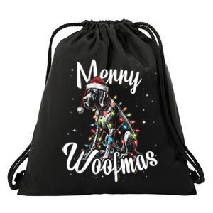 English Pointer Dog Merry Woofmas Christmas Lights Santa Hat Tank Top Drawstring Bag