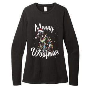 English Pointer Dog Merry Woofmas Christmas Lights Santa Hat Tank Top Womens CVC Long Sleeve Shirt