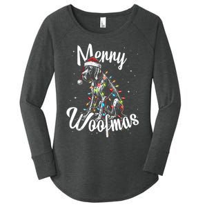 English Pointer Dog Merry Woofmas Christmas Lights Santa Hat Tank Top Women's Perfect Tri Tunic Long Sleeve Shirt