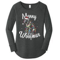 English Pointer Dog Merry Woofmas Christmas Lights Santa Hat Tank Top Women's Perfect Tri Tunic Long Sleeve Shirt