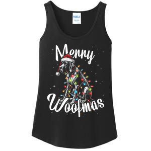 English Pointer Dog Merry Woofmas Christmas Lights Santa Hat Tank Top Ladies Essential Tank