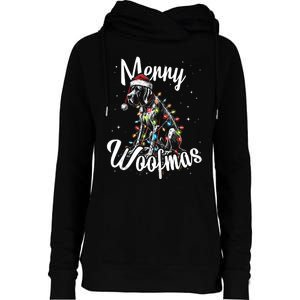 English Pointer Dog Merry Woofmas Christmas Lights Santa Hat Tank Top Womens Funnel Neck Pullover Hood