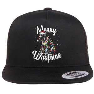 English Pointer Dog Merry Woofmas Christmas Lights Santa Hat Tank Top Flat Bill Trucker Hat