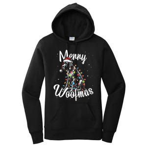 English Pointer Dog Merry Woofmas Christmas Lights Santa Hat Tank Top Women's Pullover Hoodie