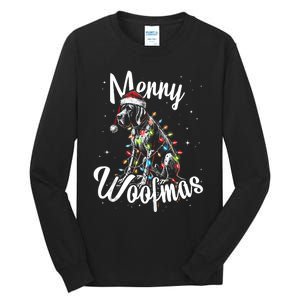 English Pointer Dog Merry Woofmas Christmas Lights Santa Hat Tank Top Tall Long Sleeve T-Shirt