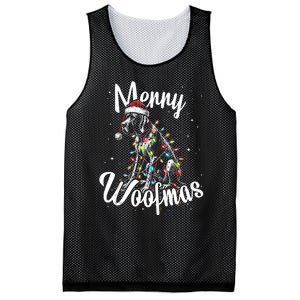 English Pointer Dog Merry Woofmas Christmas Lights Santa Hat Tank Top Mesh Reversible Basketball Jersey Tank