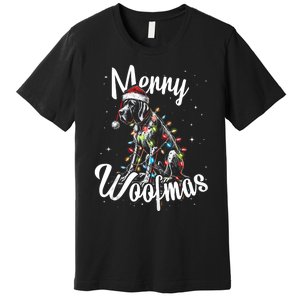 English Pointer Dog Merry Woofmas Christmas Lights Santa Hat Tank Top Premium T-Shirt