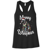 English Pointer Dog Merry Woofmas Christmas Lights Santa Hat Tank Top Women's Racerback Tank