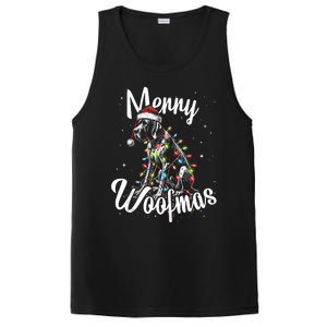 English Pointer Dog Merry Woofmas Christmas Lights Santa Hat Tank Top PosiCharge Competitor Tank