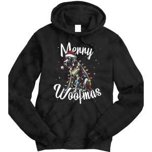 English Pointer Dog Merry Woofmas Christmas Lights Santa Hat Tank Top Tie Dye Hoodie