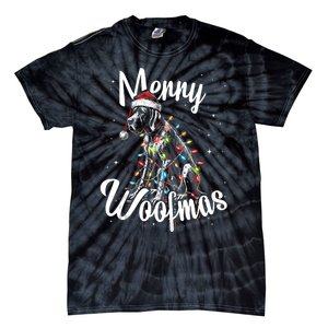 English Pointer Dog Merry Woofmas Christmas Lights Santa Hat Tank Top Tie-Dye T-Shirt