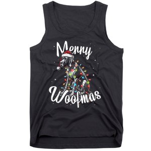 English Pointer Dog Merry Woofmas Christmas Lights Santa Hat Tank Top Tank Top