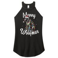 English Pointer Dog Merry Woofmas Christmas Lights Santa Hat Tank Top Women's Perfect Tri Rocker Tank