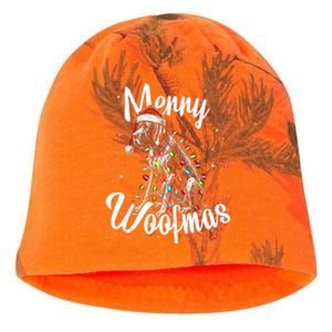 English Pointer Dog Merry Woofmas Christmas Lights Santa Hat Tank Top Kati - Camo Knit Beanie