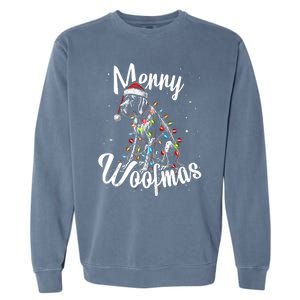 English Pointer Dog Merry Woofmas Christmas Lights Santa Hat Tank Top Garment-Dyed Sweatshirt