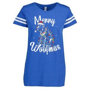 English Pointer Dog Merry Woofmas Christmas Lights Santa Hat Tank Top Enza Ladies Jersey Football T-Shirt