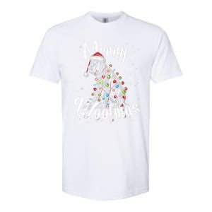 English Pointer Dog Merry Woofmas Christmas Lights Santa Hat Tank Top Softstyle CVC T-Shirt