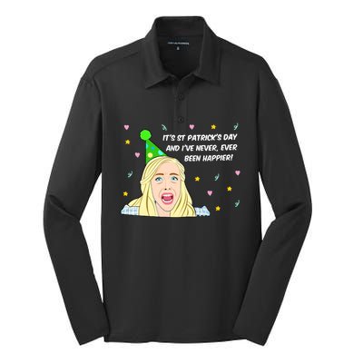 Euphoria Patrick's Day Cassie I've Never Been Happier Saint Patrick's Day Silk Touch Performance Long Sleeve Polo