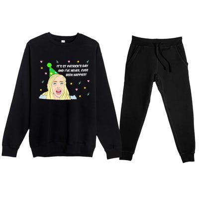 Euphoria Patrick's Day Cassie I've Never Been Happier Saint Patrick's Day Premium Crewneck Sweatsuit Set