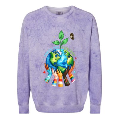 Everyday Protect Environment Save The Planet Colorblast Crewneck Sweatshirt