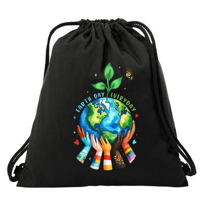 Everyday Protect Environment Save The Planet Drawstring Bag