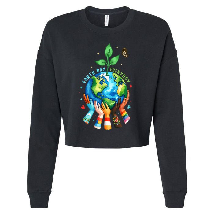 Everyday Protect Environment Save The Planet Cropped Pullover Crew