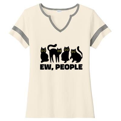 Ew People, Ew People Cat, Ewww Introvert Gifts Ladies Halftime Notch Neck Tee