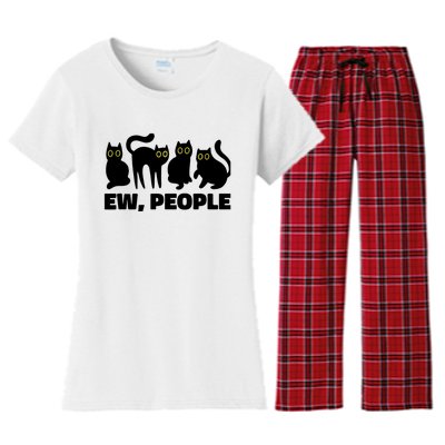 Ew People, Ew People Cat, Ewww Introvert Gifts Women's Flannel Pajama Set