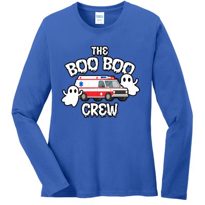 Emt Paramedic Ems Boo Boo Crew Ambulance Ghost Halloween Meaningful Gift Ladies Long Sleeve Shirt