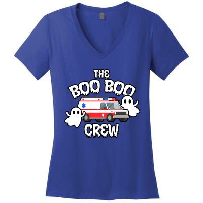 Emt Paramedic Ems Boo Boo Crew Ambulance Ghost Halloween Meaningful Gift Women's V-Neck T-Shirt