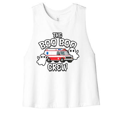 Emt Paramedic Ems Boo Boo Crew Ambulance Ghost Halloween Meaningful Gift Women's Racerback Cropped Tank