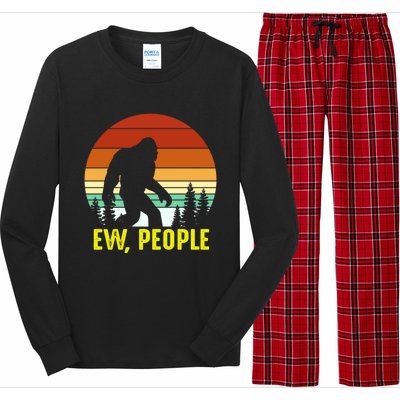 Ew People, Funny Bigfoot Introvert Antisocial Nature Hiking Long Sleeve Pajama Set