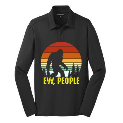 Ew People, Funny Bigfoot Introvert Antisocial Nature Hiking Silk Touch Performance Long Sleeve Polo