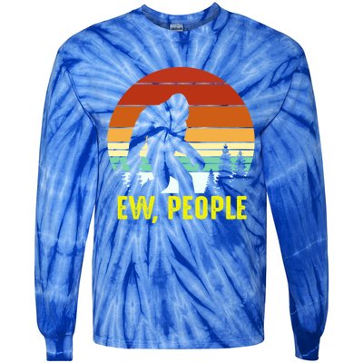 Ew People, Funny Bigfoot Introvert Antisocial Nature Hiking Tie-Dye Long Sleeve Shirt