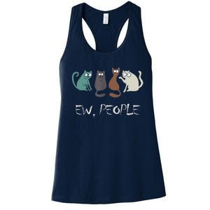 Ew People Funny Black Cat Cute Meowy Kitty Cat Lover Gift Women's Racerback Tank