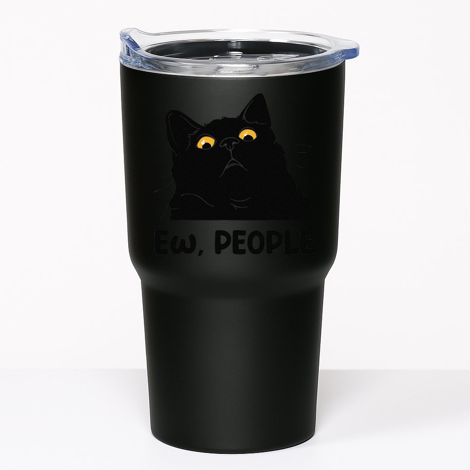 Ew People Funny Black Cat Lover For Women Fun Cat Saying Gift Tumbler