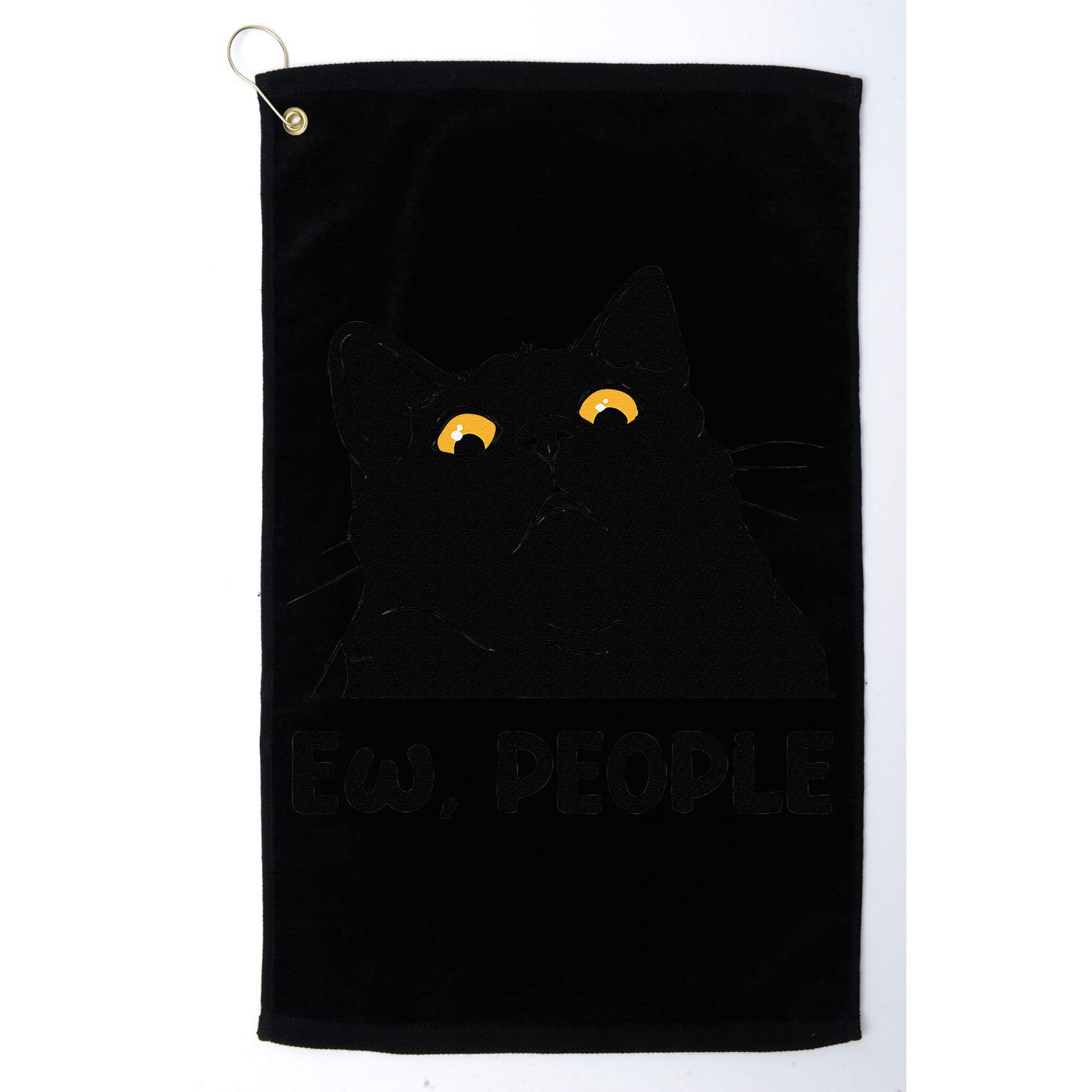 Ew People Funny Black Cat Lover For Women Fun Cat Saying Gift Golf Towel