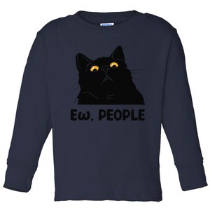 Ew People Funny Black Cat Lover For Women Fun Cat Saying Gift Toddler Long Sleeve Shirt