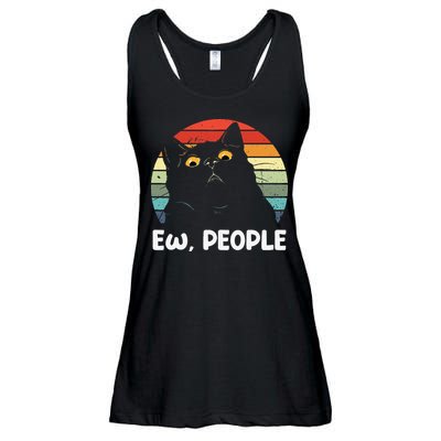 Ew People Funny Black Cat Lover For Women Fun Cat Saying Ladies Essential Flowy Tank
