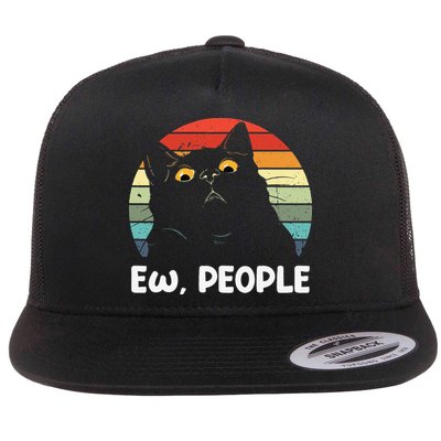 Ew People Funny Black Cat Lover For Women Fun Cat Saying Flatbill Hat